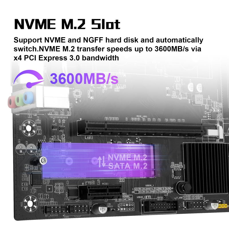 MACHINIST لوحة أم MACHINIST B450 لمعالجات AMD AM4 من الجيل 1-5 (DDR4 بحد أقصى 64GB، NVME/NGFF M.2، SATA 3.0، PCIe 3.0، USB 3.0، LAN جيجابت، VGA، متوافق مع HDMI) - Image 4