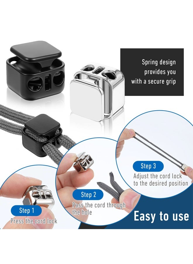 8 PCS Heavy Duty Cord Locks, Double Hole Metal Press Cord Locks Pull Cord Stop Fastener Drawstring Stopper Draw String Clip for Lanyard Paracord Pants Shoelaces Drawstrings - Image 4