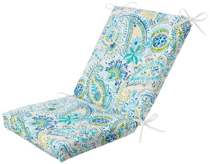 PAISLEY INDOOROUTDOOR SOLID BACK 1 PIECE SQUARE CORNER CHAIR CUSHION WITH TIES DEEP SEAT WEATHER AND FADE RESISTANT 365 X 18 BLUEYELLOW GILFORD 8 COUNT