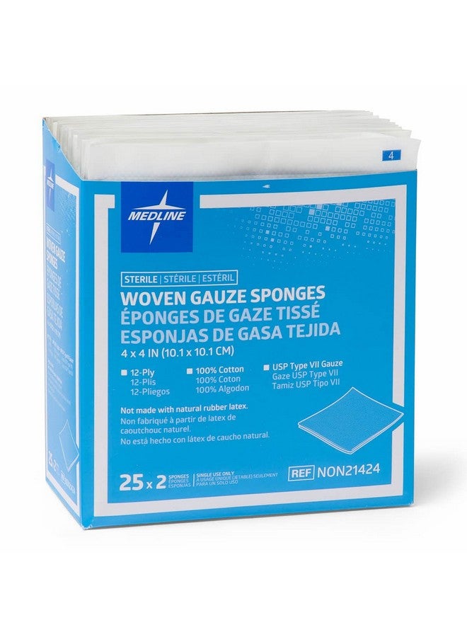 Medline Woven Gauze Sponges, Sterile, 12-Ply, 4 x 4 Inches, Box of 50 - Image 2
