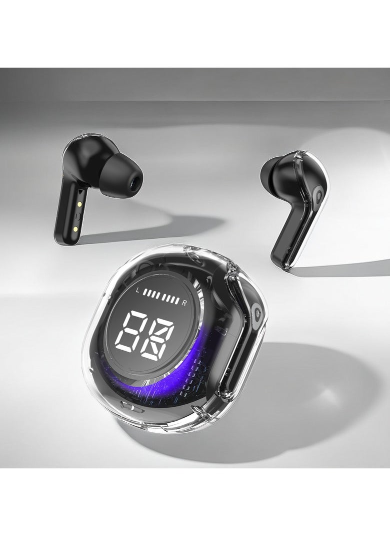 Charome - True Wireless Display Bluetooth Earbuds with Environmental Noise Cancellation (ENC) Enhanced Bass Delivery Dual 13mm Drivers, Double Stereo Noise Cancellation Headset with Dual Mics Black - Image 1