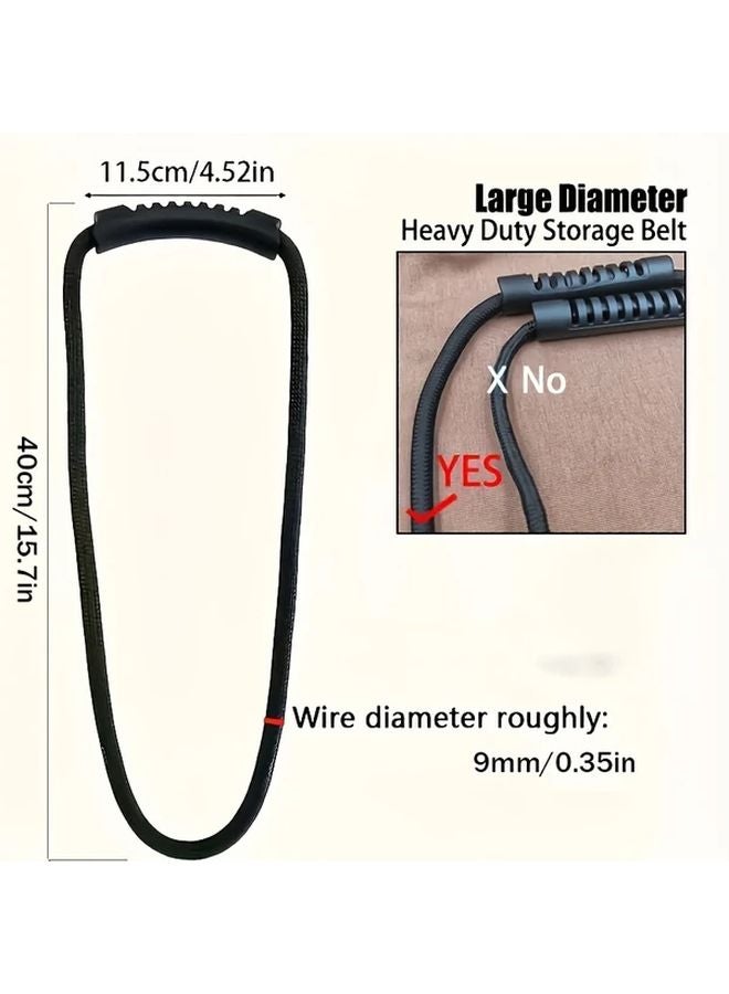 3 قطع من أحزمة التخزين النايلون الثقيلة باللون الأسود مع مقابض للمنزل والمرآب والقارب وعربة السفر - Image 3