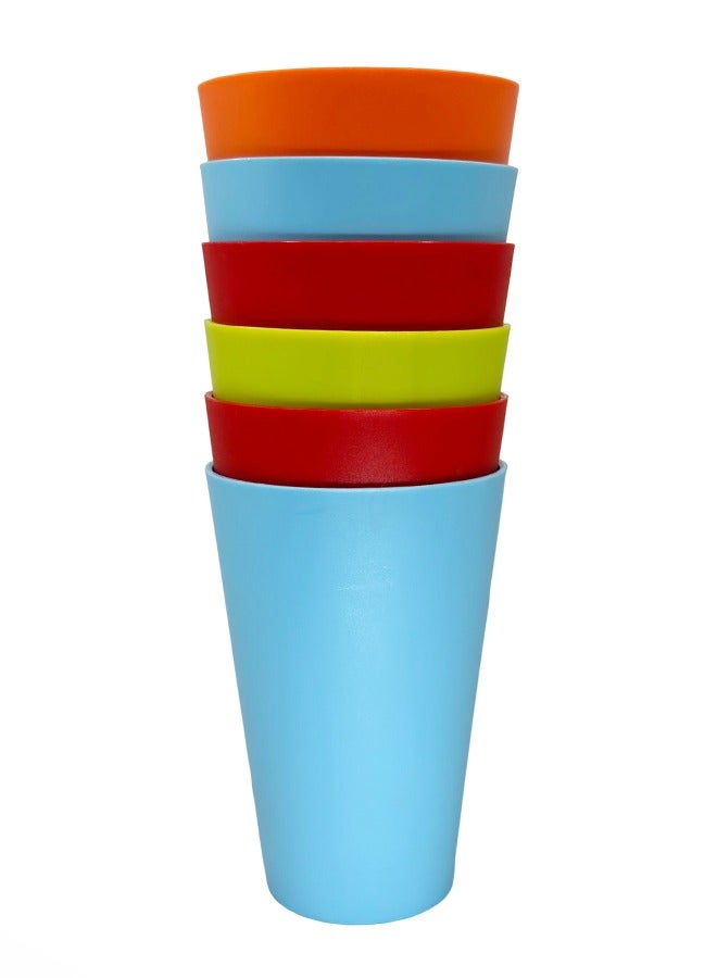 YOLO Colorful Matt Plastic Glass 350ml, Set of 6 Pieces and Assorted colors - Image 1