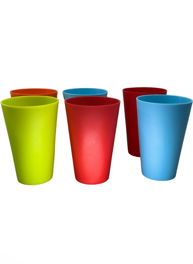 YOLO Colorful Matt Plastic Glass 350ml, Set of 6 Pieces and Assorted colors - Image 4
