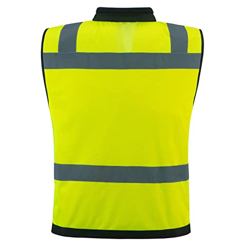 LOHASPRO Neon Yellow Reflective Visibility Vest, Class 2 Surveyor Safety Vest with Pockets, Mesh Construction, XL - Image 3