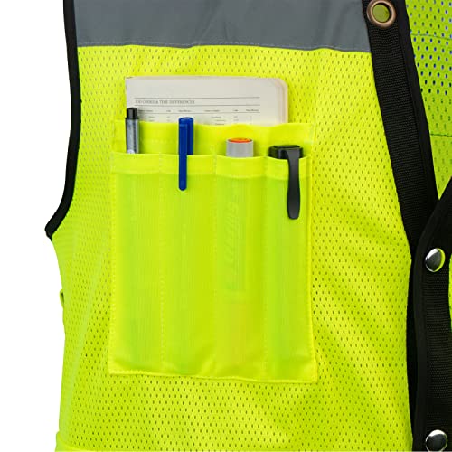 LOHASPRO Neon Yellow Reflective Visibility Vest, Class 2 Surveyor Safety Vest with Pockets, Mesh Construction, XL - Image 5