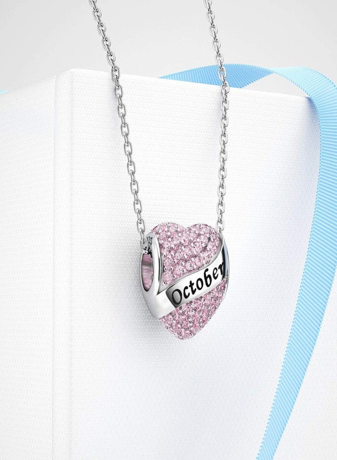 DALARAN October Birthstone Charms for Pandora Charms Bracelet S925 Heart Bead Happy Birthday for Bracelets Necklace - Image 4