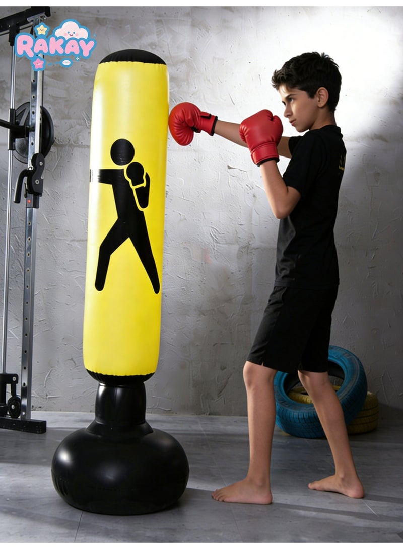 RAKAY Free Standing Inflatable Punching Bag,155cm Free Standing Boxing Bag - 45°C Heat Proof for Adults & Kids,High-quality PVC material, safe and non-toxic - Image 1