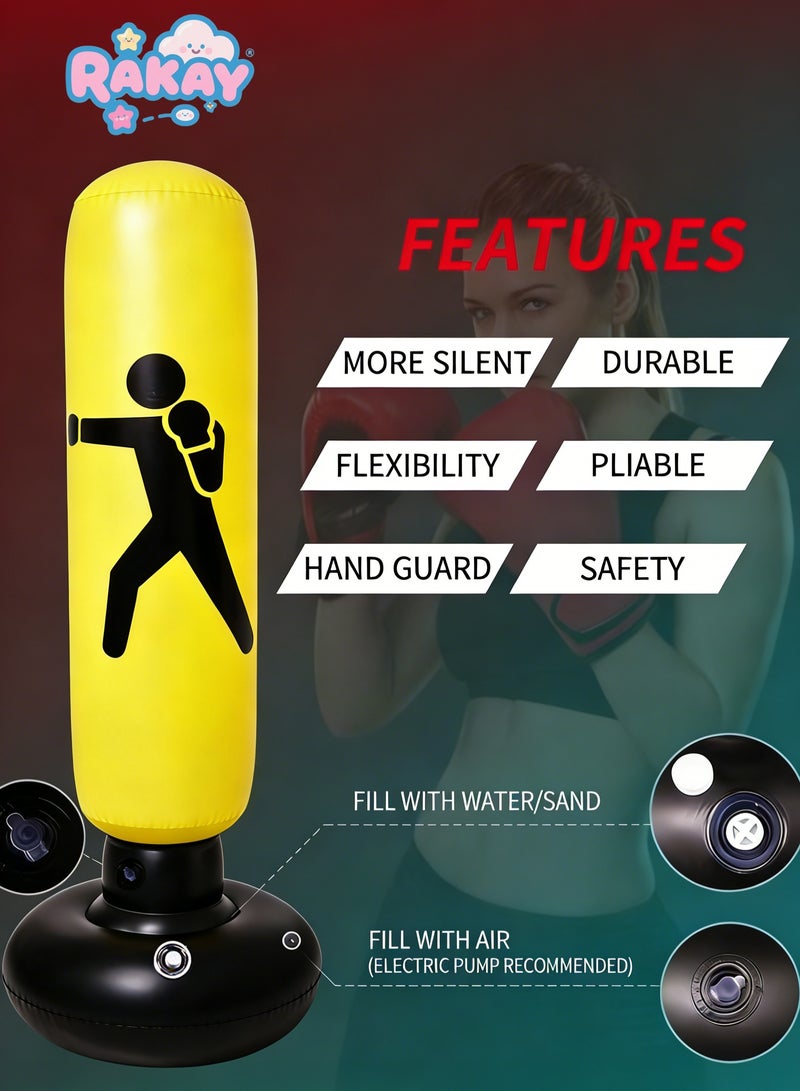 RAKAY Free Standing Inflatable Punching Bag,155cm Free Standing Boxing Bag - 45°C Heat Proof for Adults & Kids,High-quality PVC material, safe and non-toxic - Image 4