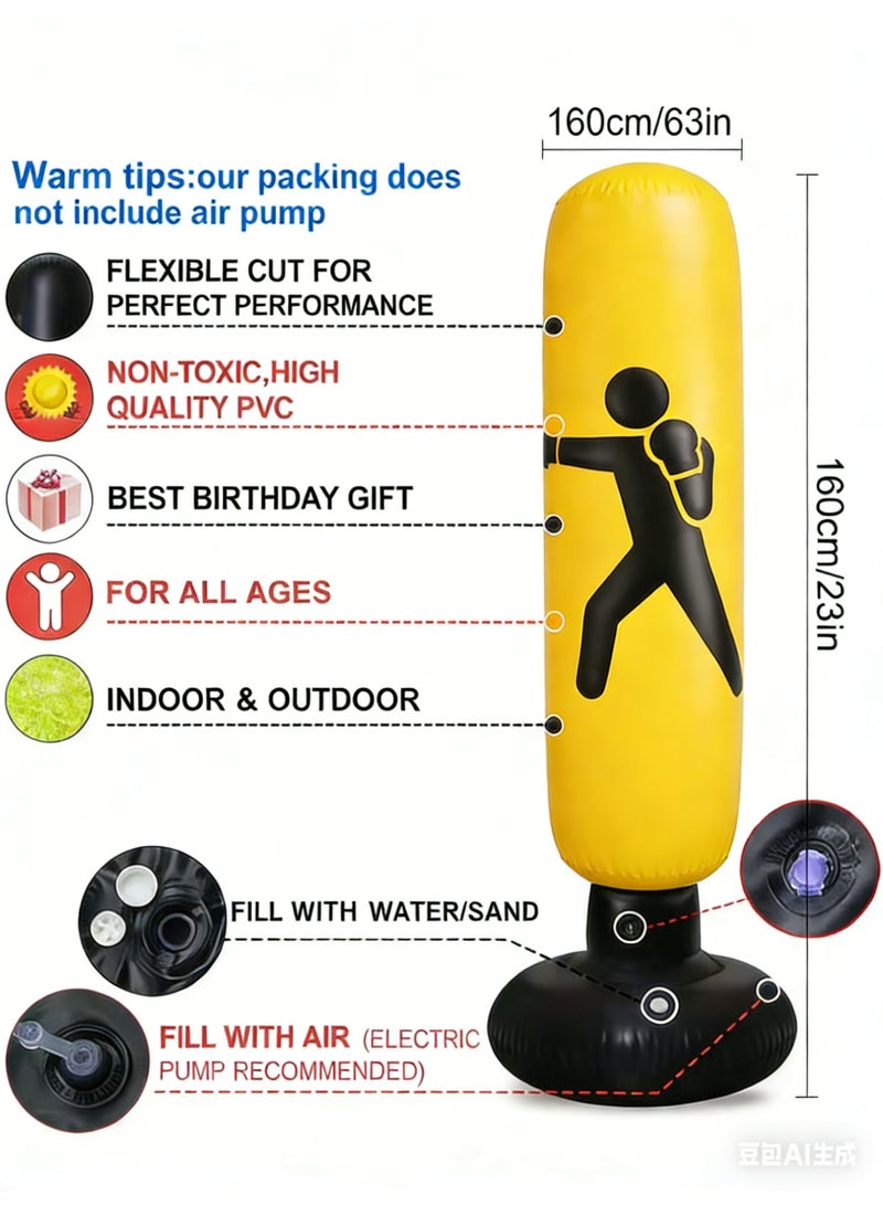 RAKAY Free Standing Inflatable Punching Bag,155cm Free Standing Boxing Bag - 45°C Heat Proof for Adults & Kids,High-quality PVC material, safe and non-toxic - Image 5