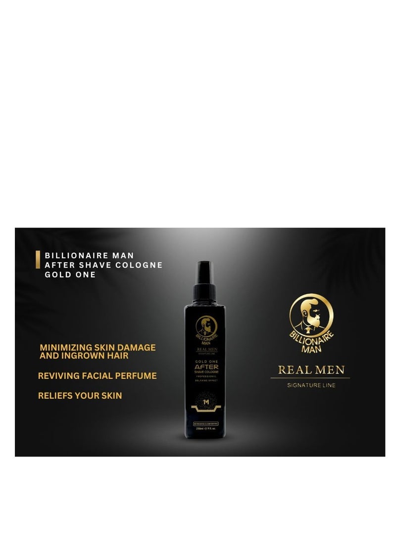 Billionaire Man  - Billionaire Man Real Men Signature Line GOLD ONE After Shave Cologne 250ML w/ Relaxing & Coolness - Image 1