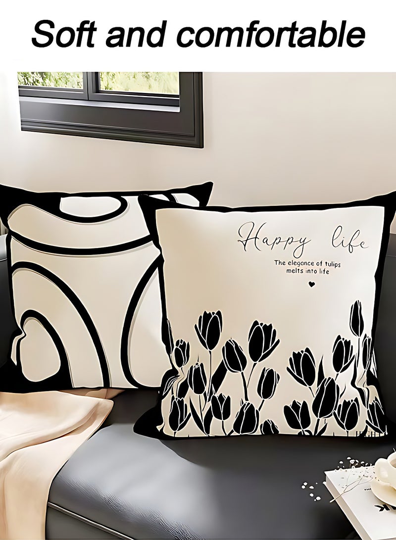OAGA Pillow Covers Set of 4,  Short Plush Sofa Pillow Covers, Decorative Nature Plant Cushion Covers 45cm x 45cm,For Living Room Sofa Couch Bed Pillowcases 18x18 inches（Double sided pattern） - Image 5