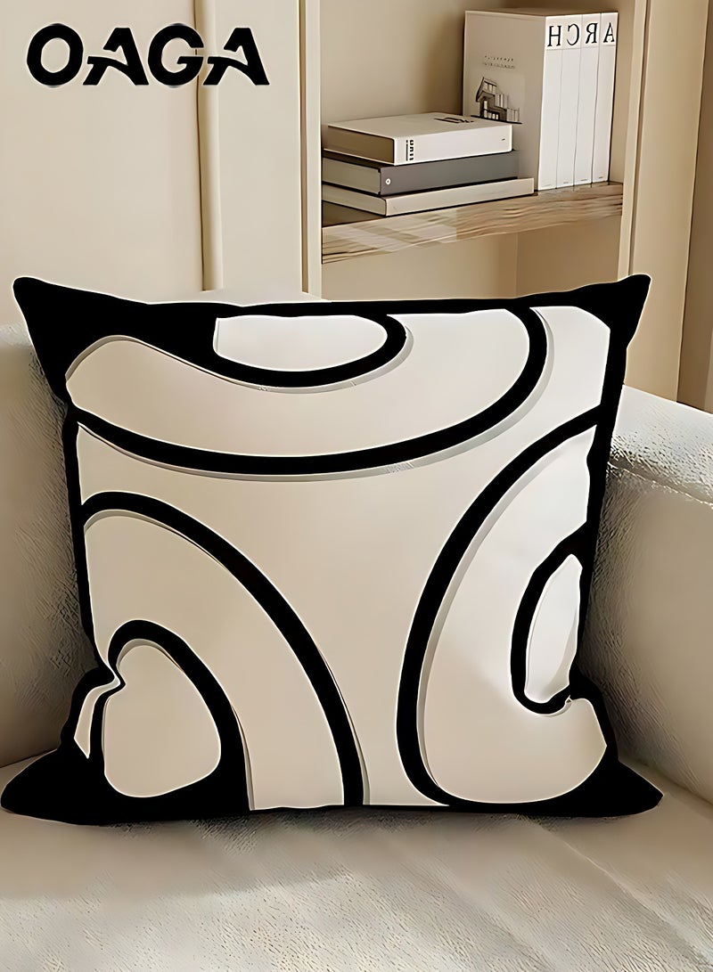 OAGA Pillow Covers Set of 4,  Short Plush Sofa Pillow Covers, Decorative Nature Plant Cushion Covers 45cm x 45cm,For Living Room Sofa Couch Bed Pillowcases 18x18 inches（Double sided pattern） - Image 3