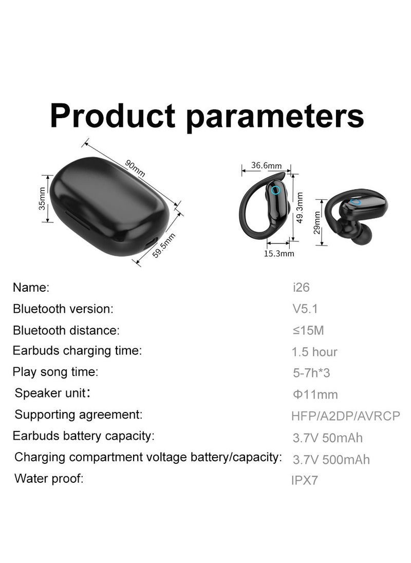 AROAQ - I26 Wireless TWS Earbuds 50 mAh Battery 20 Hours Playtime IPX7 Deep Waterproof 5.1 Chipset Faster And Reliable Connection Latest Digital Charging Display Handsfree - Image 1