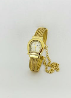 Gold bracelet with white dial