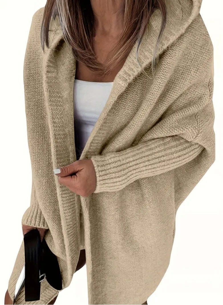 NIBEMINENT Oversized Hooded Knitted Cardigan, Long Sleeve Casual Sweater For Winter & Fall, Women's Clothing  - Image 2