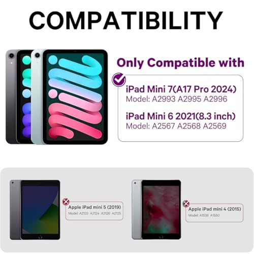 GreenLaw Keyboard Case for iPad mini 7(2024) & Mini 6 (2021) 8.3", Smart Touchpad, 7 Color Backlit, Type-C Rechargeable, 360° Rotate Keyboard Case for iPad mini 7th/6th Generation, Purple - Image 2