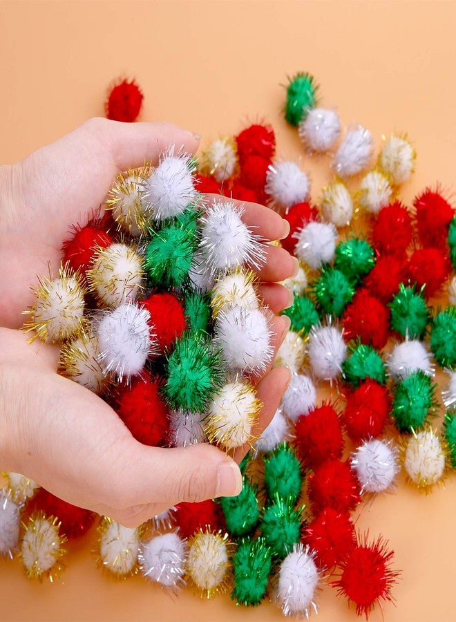 Cooraby 200-Piece Glitter Christmas Assorted Color Sparkle Balls Craft Pom Poms (15mm) - Image 3