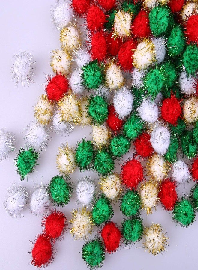 Cooraby 200-Piece Glitter Christmas Assorted Color Sparkle Balls Craft Pom Poms (15mm) - Image 2