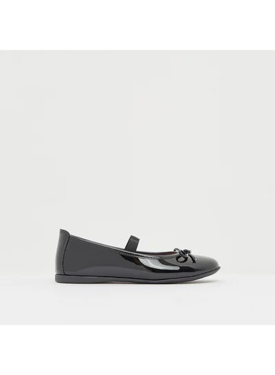 Pablosky Girls' Slip-On Round Toe Ballerina School Shoes with Bow Accent
