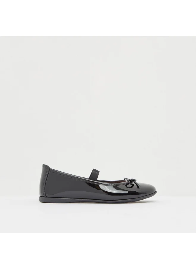 بابلوسكي Girls' Slip-On Round Toe Ballerina Shoes with Bow Accent