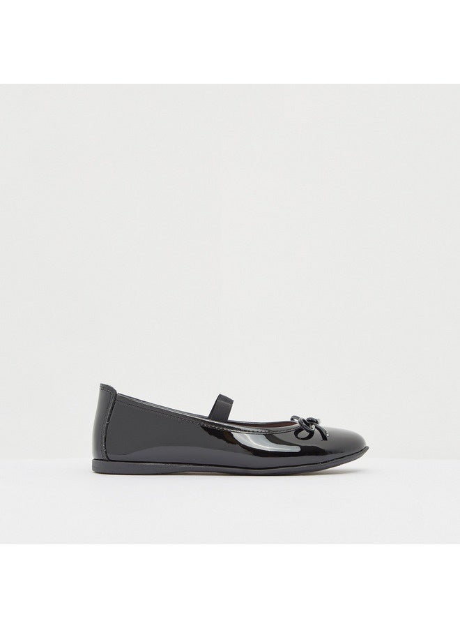 Pablosky Girls' Slip-On Round Toe Ballerina Shoes with Bow Accent  - Image 1