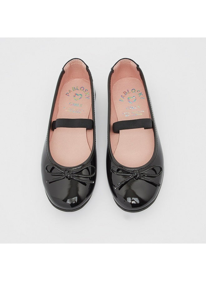 Pablosky Girls' Slip-On Round Toe Ballerina Shoes with Bow Accent  - Image 2
