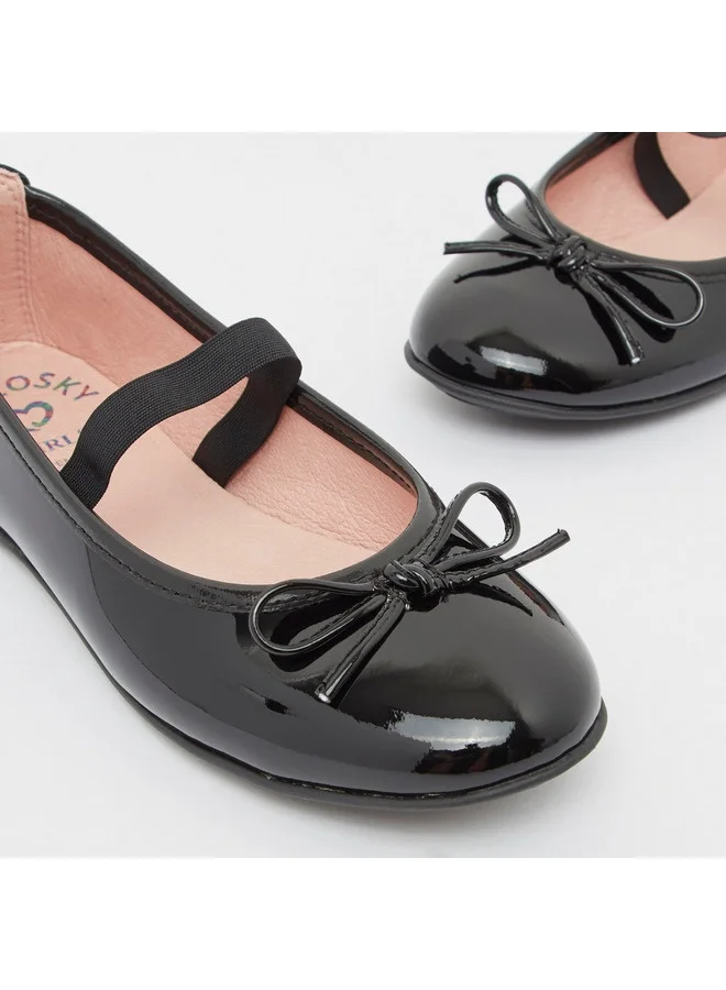 Pablosky Girls' Slip-On Round Toe Ballerina School Shoes with Bow Accent