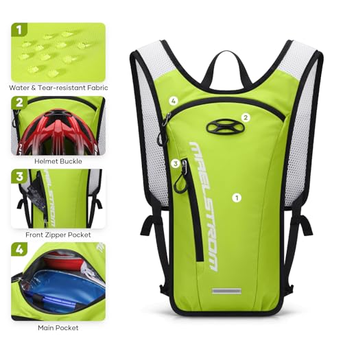 Maelstrom Hydration Backpack Hiking Backpack with 2L Water Bladder Running Hydration Vest for Cycling Hiking Rave for Men Women Light Green - Image 3