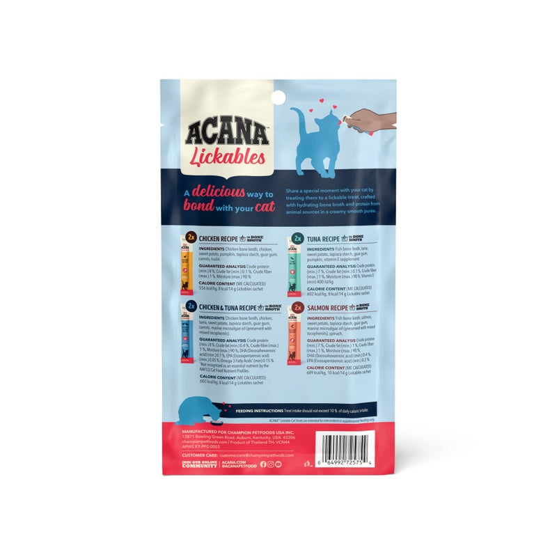 ACANA Lickables Cat Treats Variety Pack: .5oz Tubes (8 Count, 2 of Each) - Image 3