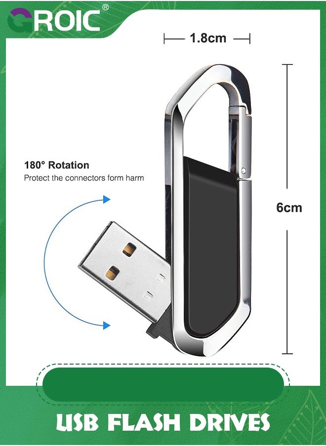 GROIC - محرك فلاش USB أسود سعة 64 جيجابايت محرك أقراص معدني محمول مع سلسلة مفاتيح USB 2.0 محرك أقراص القلم لتخزين البيانات الخارجية - Image 1