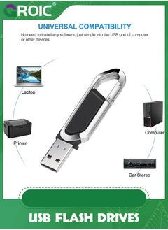 GROIC محرك فلاش USB أسود سعة 64 جيجابايت محرك أقراص معدني محمول مع سلسلة مفاتيح USB 2.0 محرك أقراص القلم لتخزين البيانات الخارجية  - Image 1