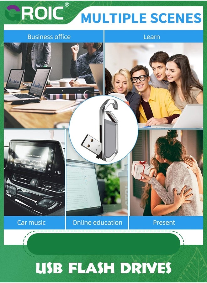 GROIC - محرك فلاش USB أسود سعة 64 جيجابايت محرك أقراص معدني محمول مع سلسلة مفاتيح USB 2.0 محرك أقراص القلم لتخزين البيانات الخارجية - Image 1