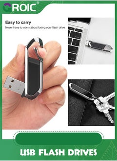 GROIC محرك فلاش USB أسود سعة 64 جيجابايت محرك أقراص معدني محمول مع سلسلة مفاتيح USB 2.0 محرك أقراص القلم لتخزين البيانات الخارجية  - Image 2
