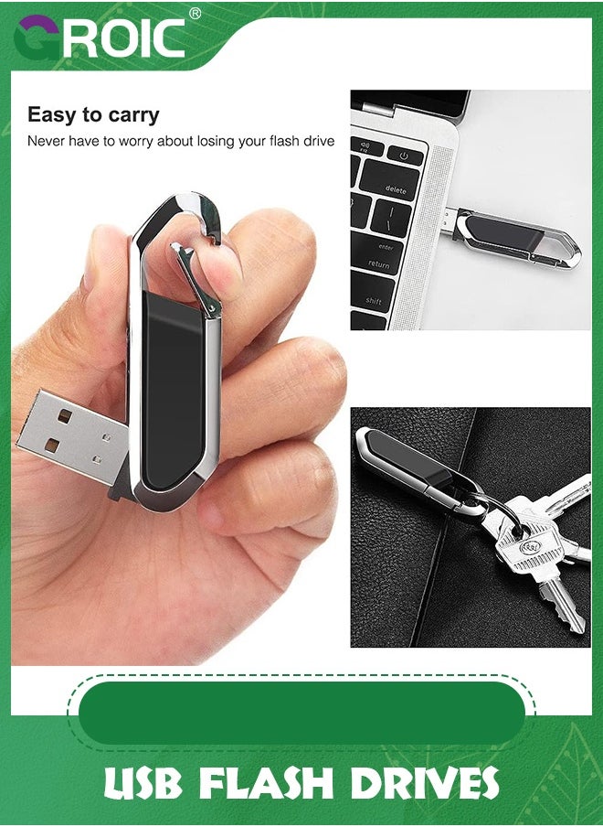 GROIC - محرك فلاش USB أسود سعة 64 جيجابايت محرك أقراص معدني محمول مع سلسلة مفاتيح USB 2.0 محرك أقراص القلم لتخزين البيانات الخارجية - Image 1