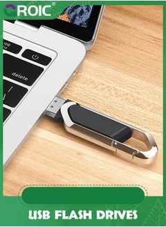 GROIC محرك فلاش USB أسود سعة 64 جيجابايت محرك أقراص معدني محمول مع سلسلة مفاتيح USB 2.0 محرك أقراص القلم لتخزين البيانات الخارجية  - Image 4