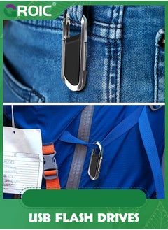 GROIC محرك فلاش USB أسود سعة 64 جيجابايت محرك أقراص معدني محمول مع سلسلة مفاتيح USB 2.0 محرك أقراص القلم لتخزين البيانات الخارجية  - Image 3