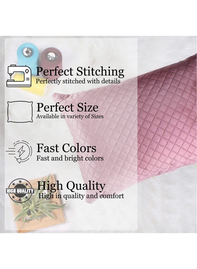 STITCHNEST Set of 2 Cushion Cover | Quilted Velvet | Peach| Soft & Premium Look | 12x18 Inches | Fit for Sofa & Living Room Decor - Image 2