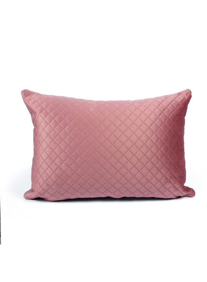 STITCHNEST Set of 2 Cushion Cover | Quilted Velvet | Peach| Soft & Premium Look | 12x18 Inches | Fit for Sofa & Living Room Decor - Image 4