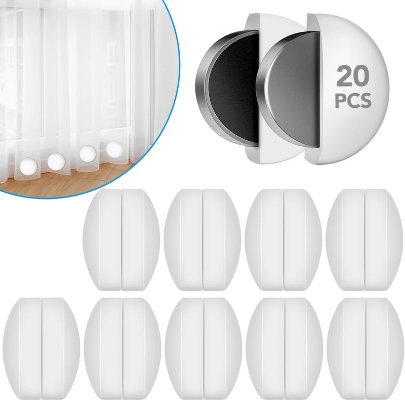 20 Pcs Shower Curtain WeightsSilicone Wrapped Heavy Duty shower curtain magnetsCurtain Weights Heavy OutdoorPrevent Curtain Liner from Blowing Around Work for Drapery Flag Tablecloth10 Pairs