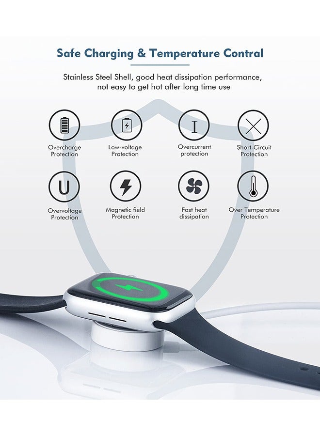 USB Magnetic Wireless Charger Cable For Apple Watch,Compatible with Apple Watch Series 10/Ultra/9/8/7/6/SE/5/4/3/2/1 White(1m) - Image 3