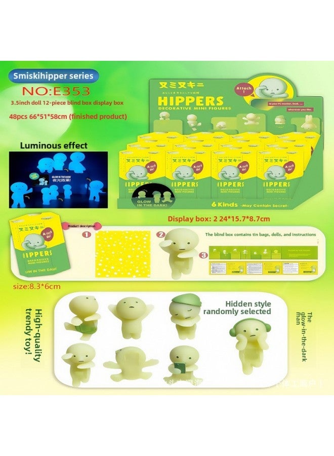 Smiski Luminous Blind Box Corner King Carrying Lie-prone Angel Tide Play Blind Box Cute Car Sticker-Colour:Work Series 5135 - Image 3