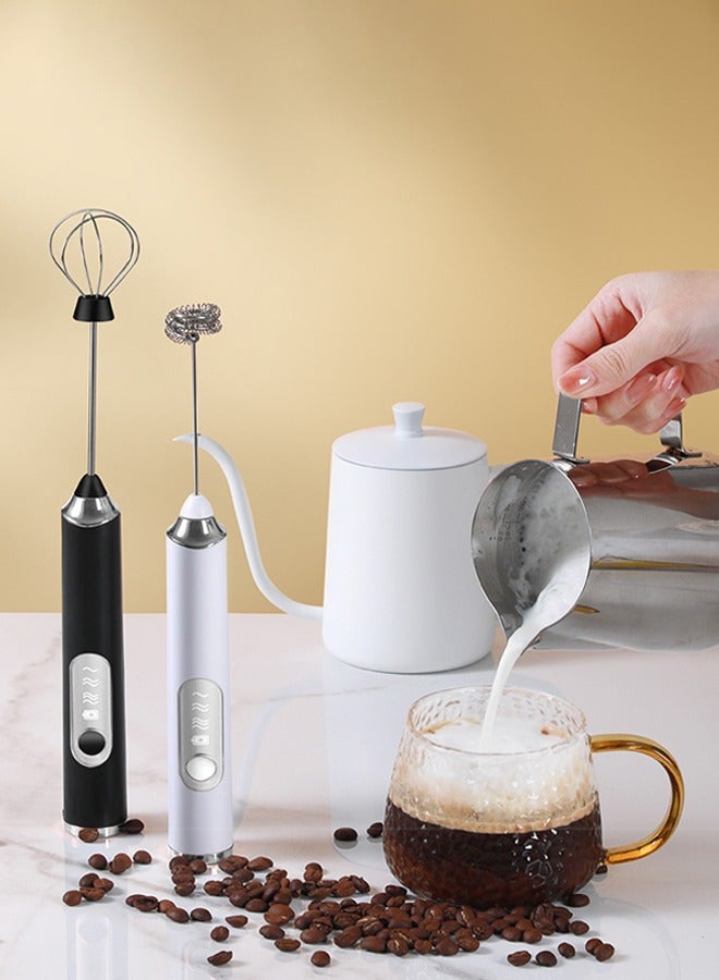 Bukela 1 Piece Milk Frother, Automatic Milk Frother, Rechargeable, Electric Frother, Milk Frother Handheld Frother, Drink Blender with Stainless Steel Beater, 3 Speed ​​Adjustable Frother Blender (Black) - Image 2