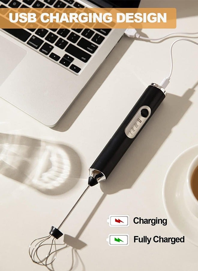 Bukela 1 Piece Milk Frother, Automatic Milk Frother, Rechargeable, Electric Frother, Milk Frother Handheld Frother, Drink Blender with Stainless Steel Beater, 3 Speed ​​Adjustable Frother Blender (Black) - Image 3