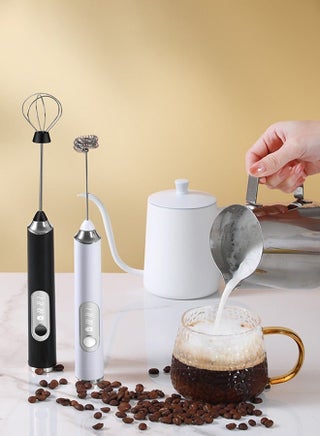 1 Piece Milk Frother, Automatic Milk Frother, Rechargeable, Electric Frother, Milk Frother Handheld Frother, Drink Blender with Stainless Steel Beater, 3 Speed ​​Adjustable Frother Blender (Black) - view 2