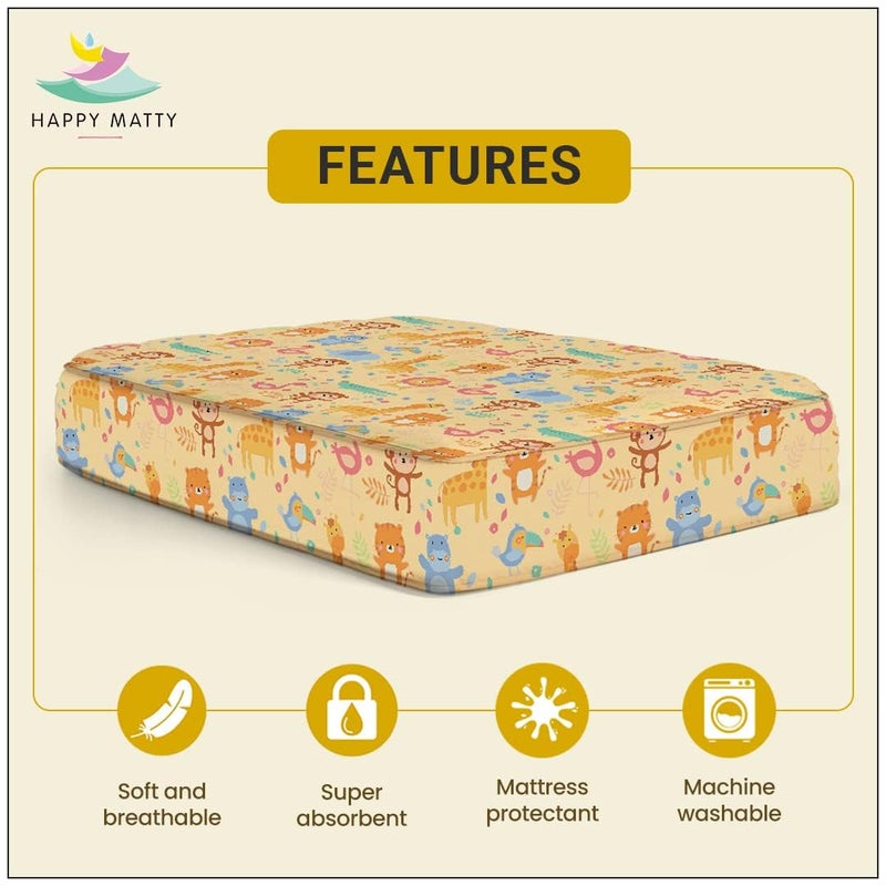 Happy Matty Baby's Extra Absorbent Quick Dry Sheet Playmat Waterproof Reusable Washable Comfortable Mattress Crib Protector Pack of 2 Medium (50X70) Crib Sheet (140X100) - Image 4
