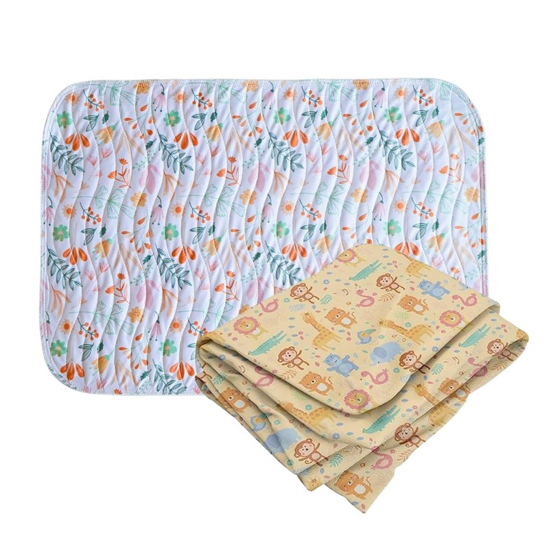 Happy Matty Baby's Extra Absorbent Quick Dry Sheet Playmat Waterproof Reusable Washable Comfortable Mattress Crib Protector Pack of 2 Medium (50X70) Crib Sheet (140X100) - Image 1
