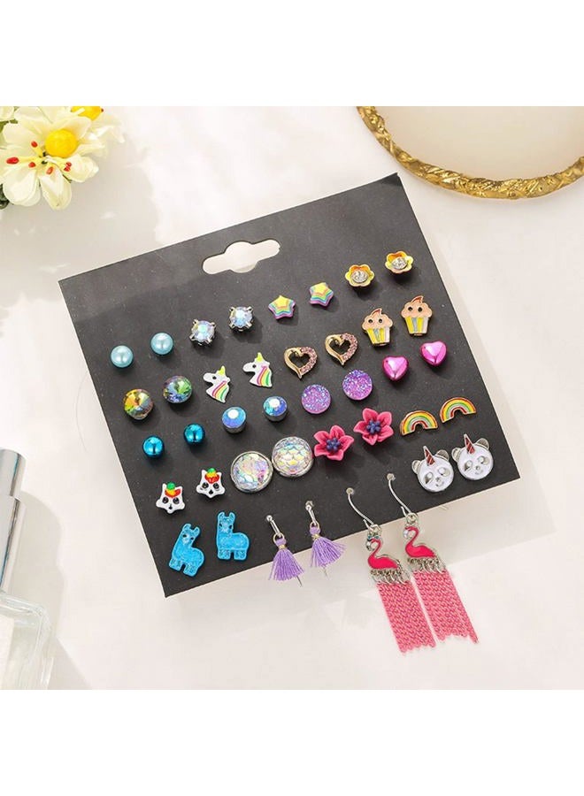 NEWITIN 100 Pairs Colorful Cute Stud Earrings for Girls Hypoallergenic Earrings Stainless Steel Earrings for Girls and Women - Image 3