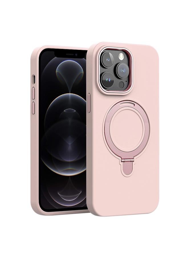 S-TOP Case For iPhone 12 Pro Liquid Silicone MagSafe Metal Ring Holder Phone Case - Image 1