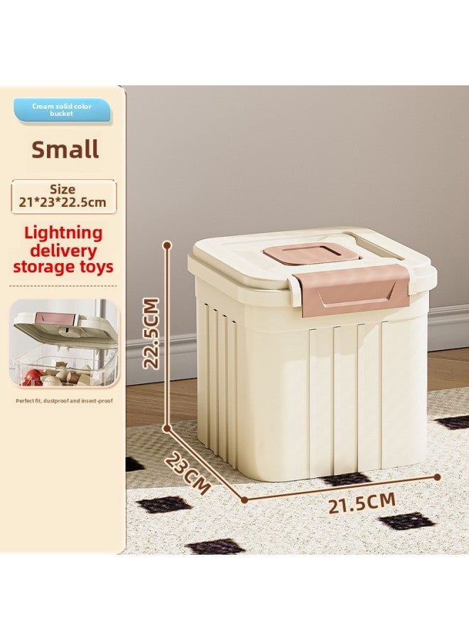 Storage Barrel Snacks Children's Toys Doll Doll Building Blocks Multi-function Large Capacity Storage Box With Wheels Storage Box-Color:Cream Solid Color 【with Pulleys, Easy To Move And Effortless】- - Image 1